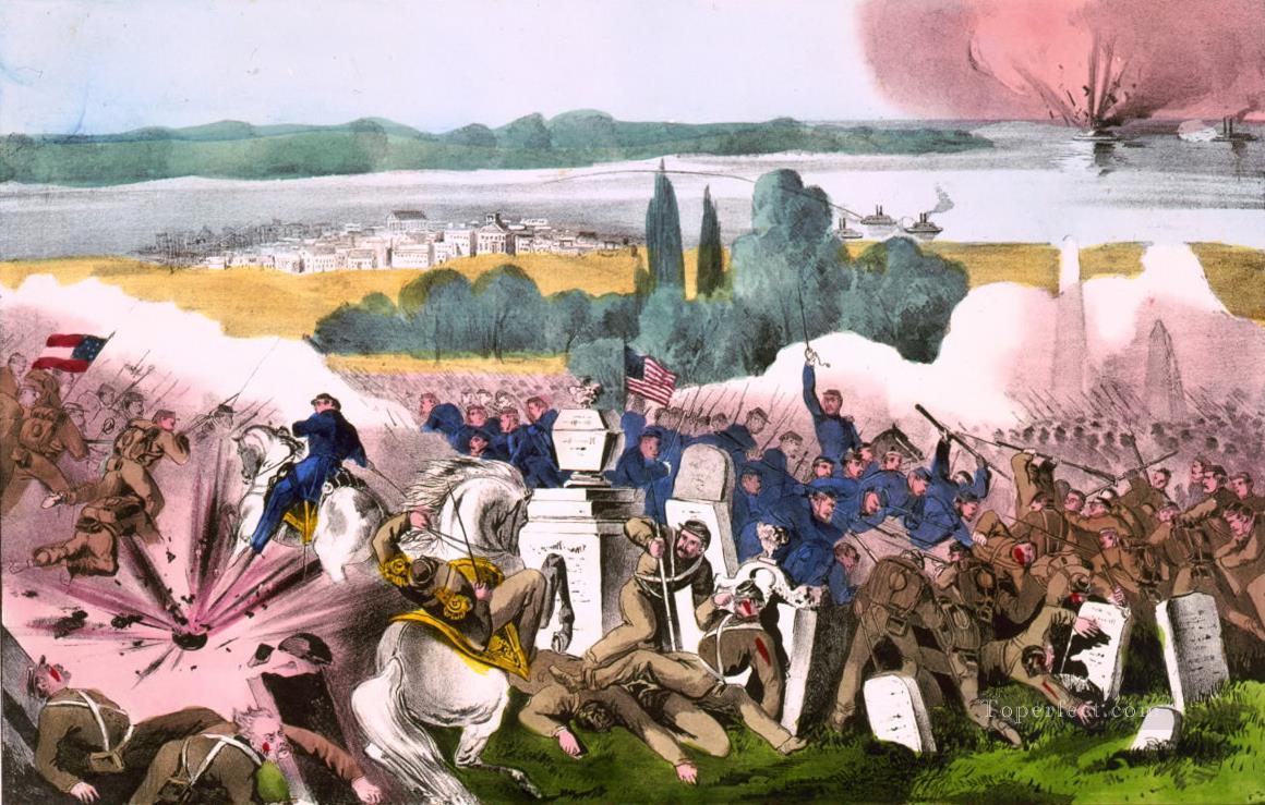 Currier Ives The Battle of Baton Rouge La Aug 4th 1862 Naval Battles Oil Paintings